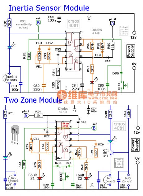 Inertial sensing module circuit diagram