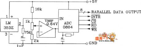 Standard Computer Interface Data Bus Circuit Composed Of LM35DZ Celsius Temperature Sensor And A/D Converter