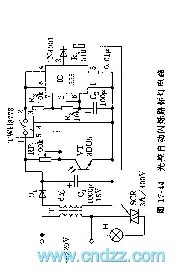 555 light control automatic flashing road-sign light circuit