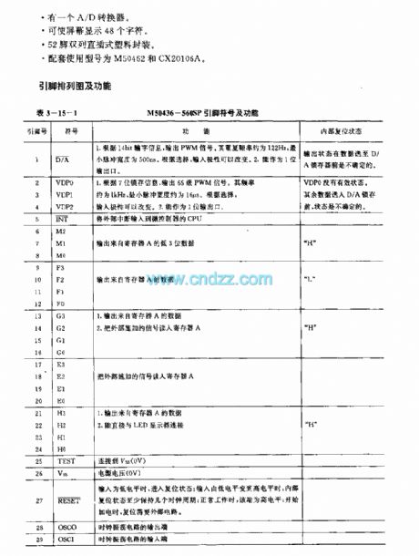 M50436—500SP(TV) infrared remote control reception microprocessor circuit