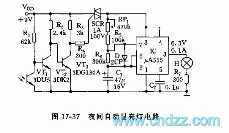 555 nighttime automatic bright showing light circuit