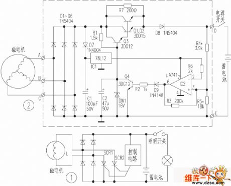 Energy-efficient motorcycle regulating rectifier circuit