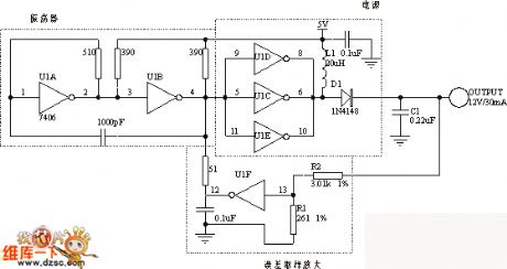 Produced by six-inverter DC / DC conversion circuit