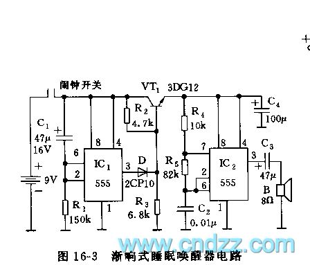 555 gradually ringing type sleep wake-up device circuit