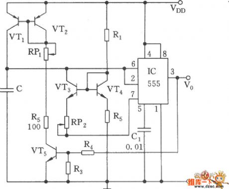 The oscillator circuit with the independent adjustable charging and discharging time