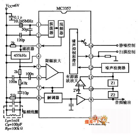 MC3357 small power FM intermediate frequency integrated circuit typical application circuit