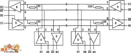 MAX489/491 low power consumption RF transceiver circuit