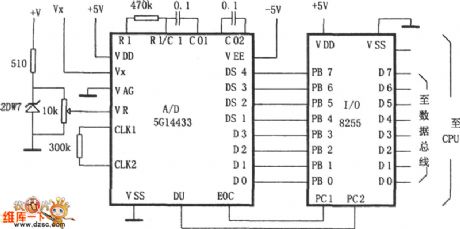 A/D converter 5G14433 and the microprocessor general interface circuit