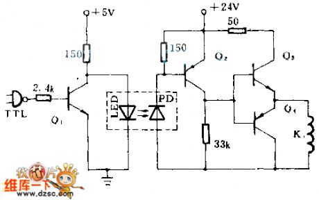 The optoelectronic isolation circuit between TTL and relay