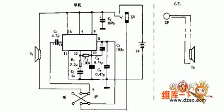 TA7641 wired interphone circuit