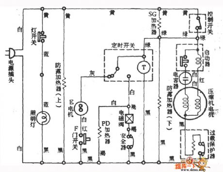 Taiwan hot gas defrost fridge (jet) interval-cool fridge circuit