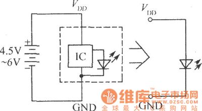 Single flashing light-emitting diode application circuit