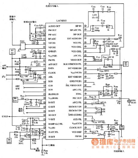 The typical application circuit of LA76810 IC