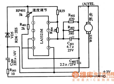 Motor steady speed typical application circuit diagram composed of LA5521 IC