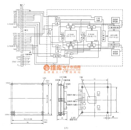 16 × 16, Φ5mm spot color dot matrix structure and box circuit diagram