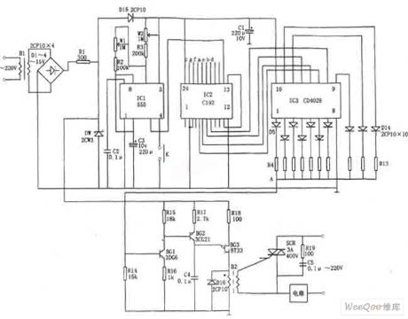 C192, 555, CD4028 automatic changing l0-block speed controller circuit