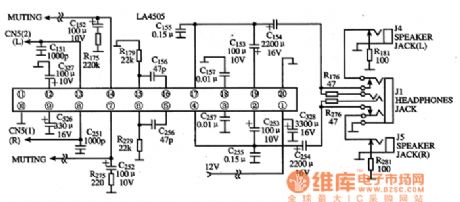 The LA4505 IC typical application circuit