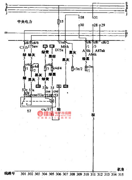 Santana 2000(fuel injection motor)car wiper washing circuit wiring circuit diagram