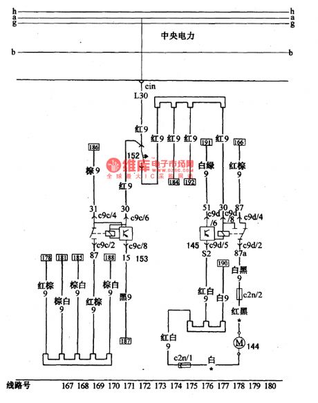 Santana 2000(fuel injection motor)car glass window boost-buck circuit wiring circuit diagram(1)