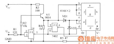 The open-state level test circuit diagram indicated by lighting Dp decimal point