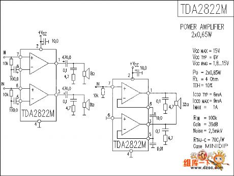 Power Amplifier Ciecuit Based on TDA2822M