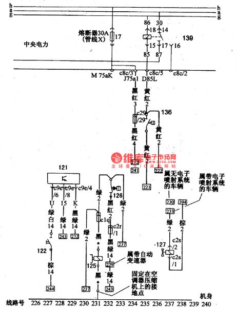 Santana 2000(gasoline injection motor)car air conditioner(continuation)circuit wiring circuit diagram(1)