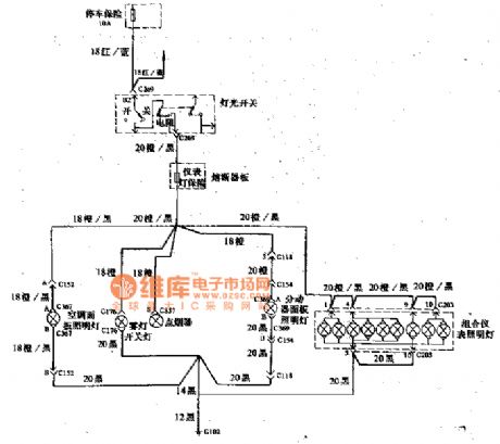 Beijing Cherokee light off-road vehicles instrument panel lighting wiring circuit diagram