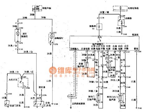 Beijing Cherokee light off-road vehicles audio and dome light wiring circuit diagram