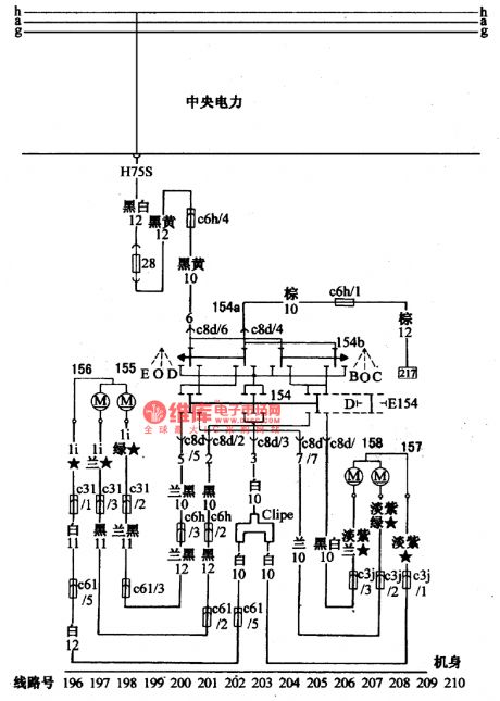 Santana 2000(gasoline injection motor)car electric rearview mirror circuit wiring circuit diagram