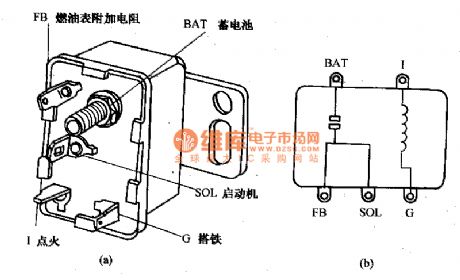 Shape and internal wiring circuit diagram of Beijing Cherokee starter relay
