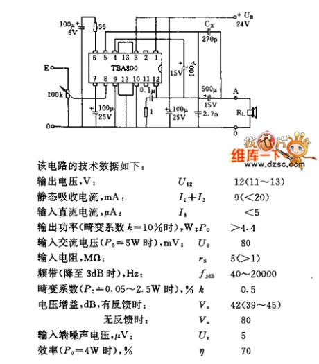 TBA800 5W Amplifier Circuit
