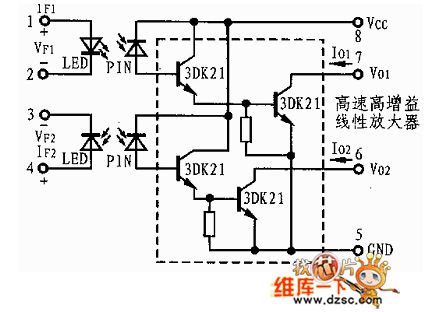 two-channel high-speed high-gain optocoupler circuit diagram