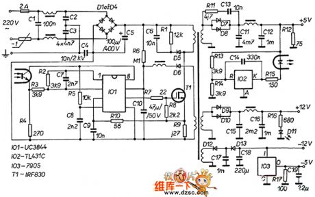 UC3844 60W switching power supply circuit diagram