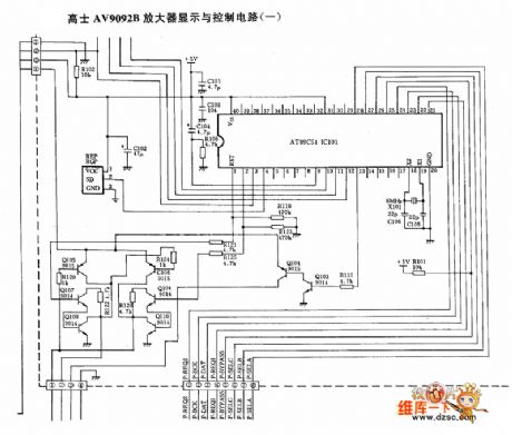 Gaoshi AV9092B amplifier display and control circuit diagram（-）