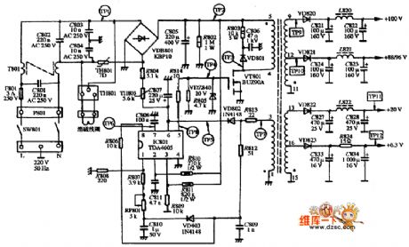 VGA V-1415 display power supply circuit diagram