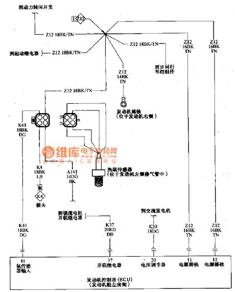 Beijing Cherokee light off-road vehicle 2.5L engine control system sensor and the computer wiring circuit diagram 1