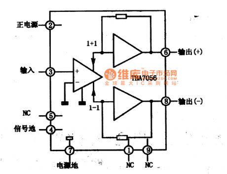 TDA7056 integrated block internal box circuit