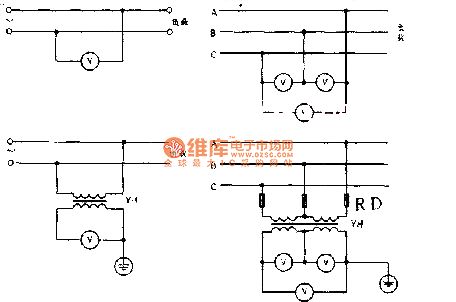 AC and DC voltage meter wiring method circuit