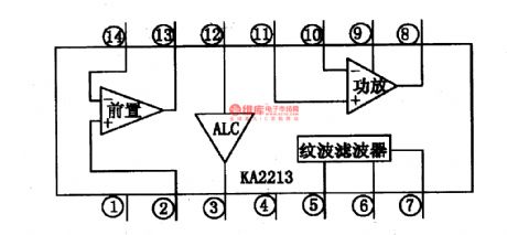 KA2213 single chip sound recorder or reproducer integrated circuit diagram