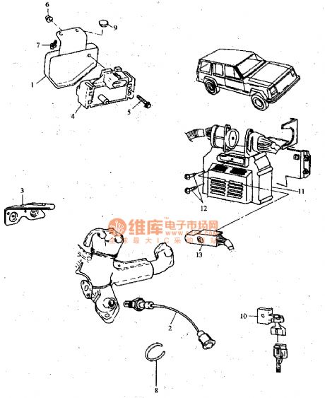Beijing Cherokee light off-road vehicle fuel injection engine computer and sensor circuit diagram