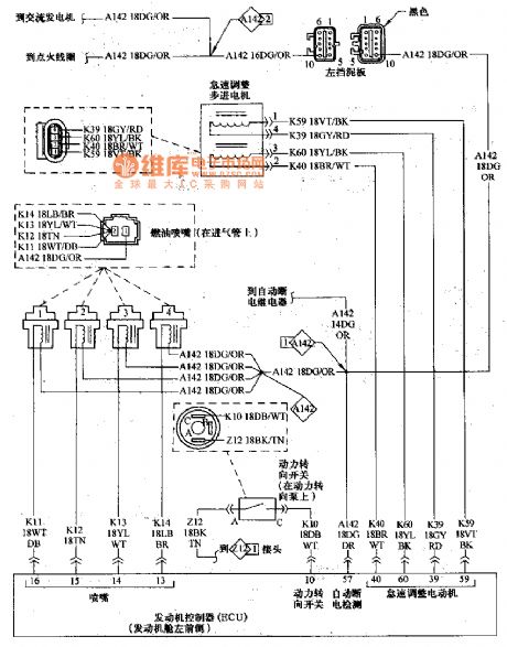 Beijing Cherokee light off-road vehicle 2.5L engine electric controlling fuel injector and computer wiring diagram
