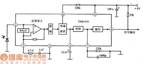 TA8141S remote control signal receiving circuit diagram