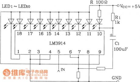 The LED display circuit diagram with flashing alarm