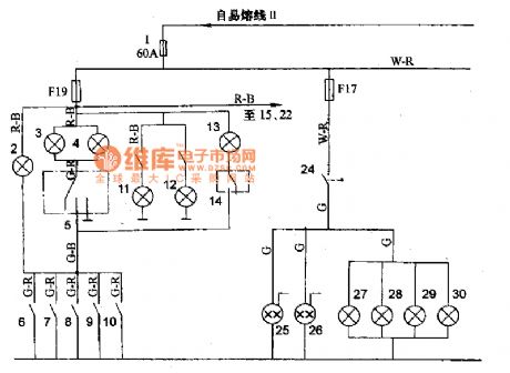 Mitsubishi Pajero light off-road vehicle compartment lights and brake light basic circuit diagram