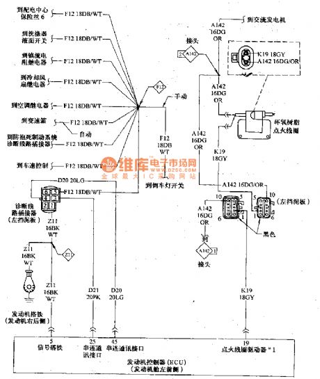 Beijing Cherokee 4.0L engine electronic control system ignition coils ignition coil relay and computer wiring circuit diagram