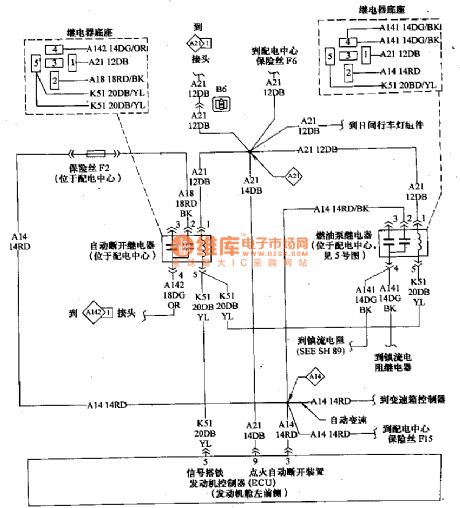 Beijing Cherokee 4.0L engine electronic control system main relay and computer wiring circuit diagram