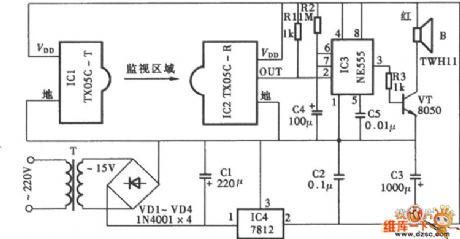 Door And Window Infrared Monitoring Anti-Theft Alarm Circuit