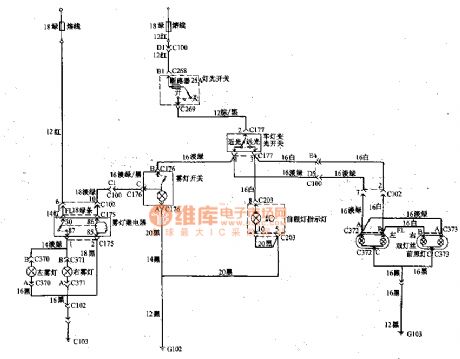 Beijing Cherokee light off-road vehicle fog light headlamp wiring circuit diagram