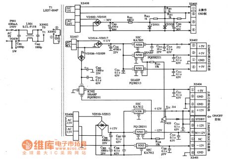 Four-terminal voltage regulator integrated circuit diagram