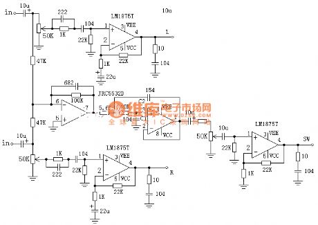 2.1 channel amplifier circuit